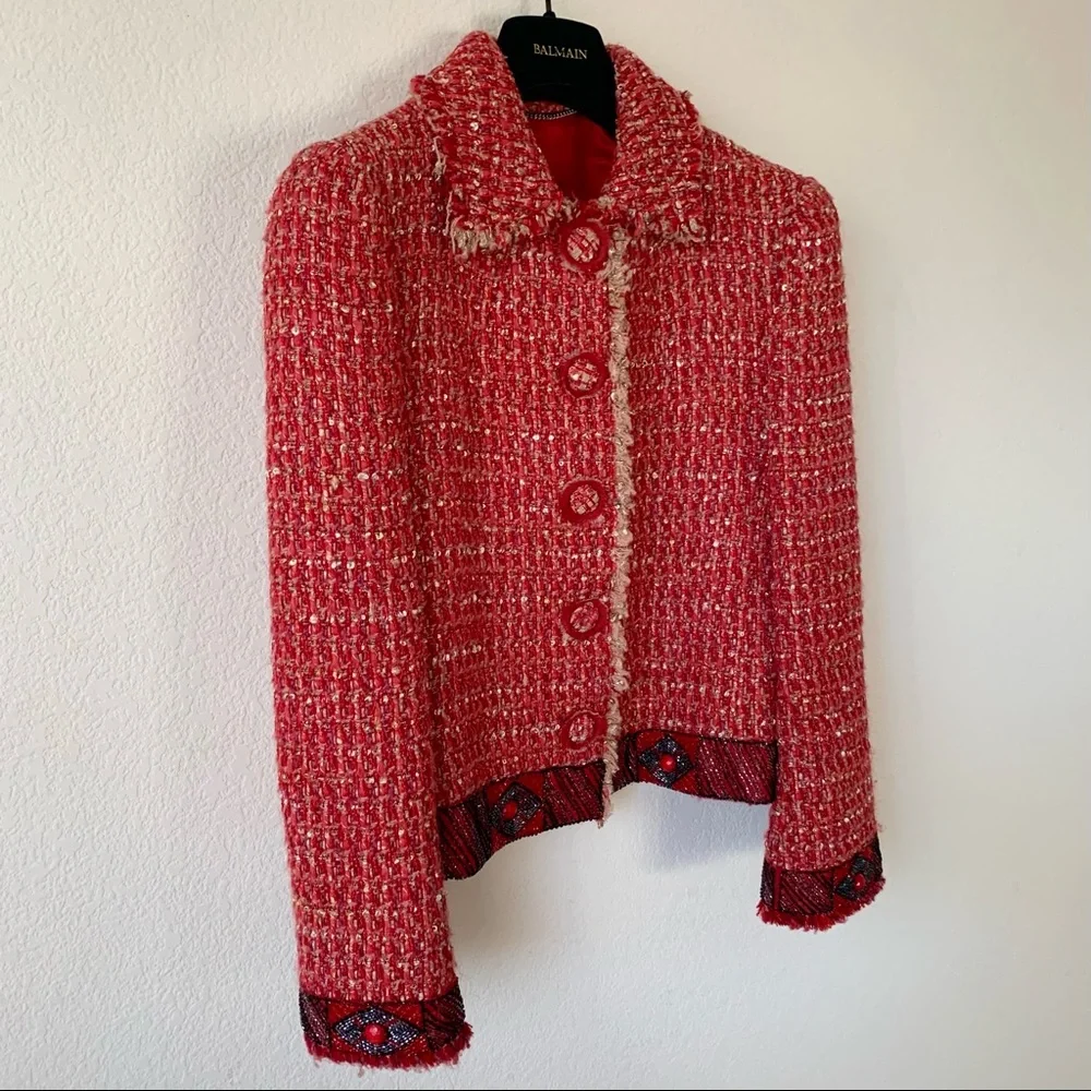 NWOT Blumarine beaded tweed jacket